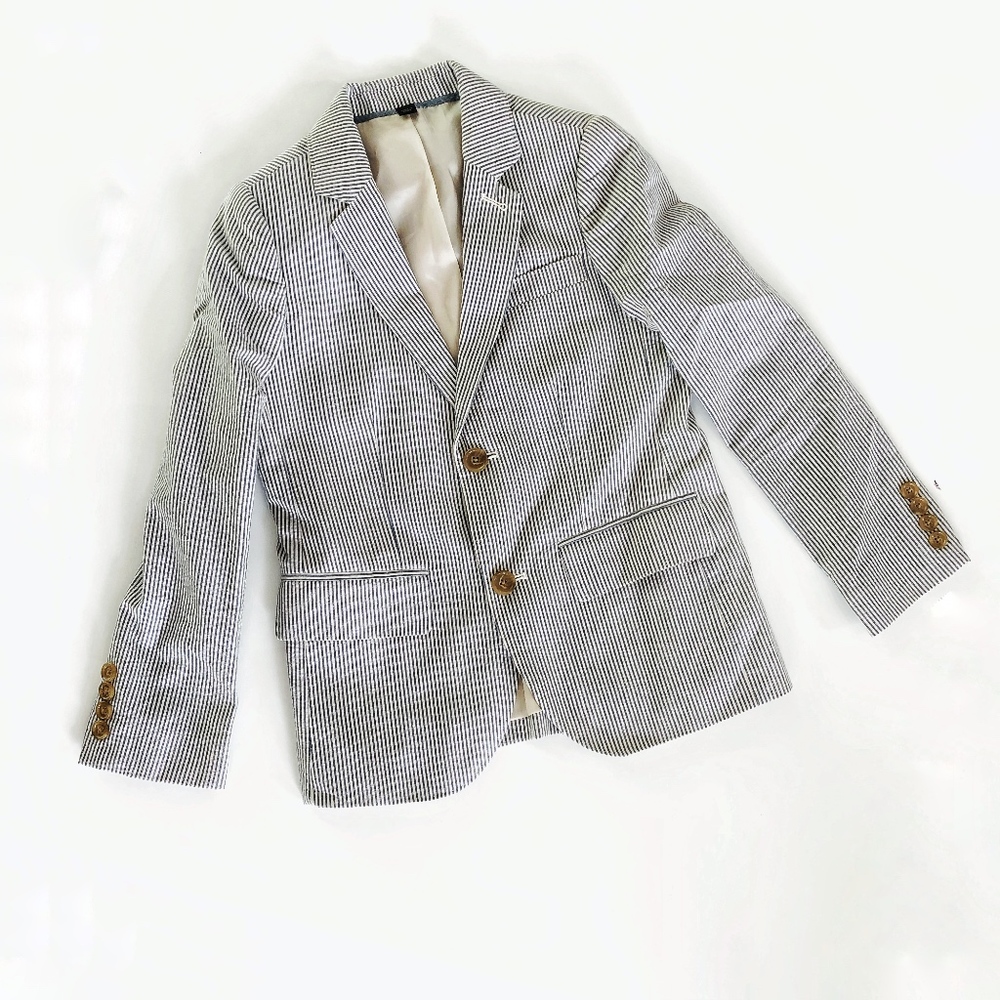 J Crew Boys Ludlow Seersucker Suit Size 8